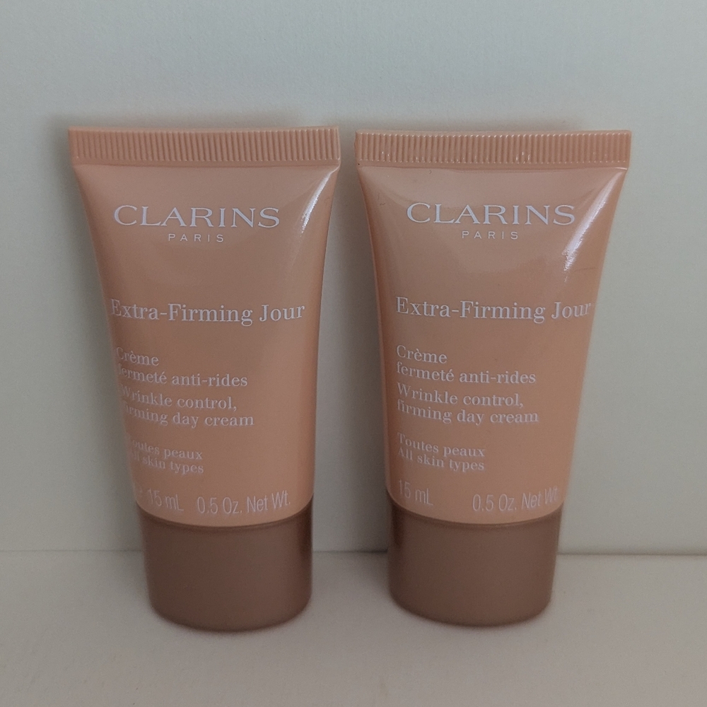 2 x Clarins Extra Firming Jour Wrinkle Control Firming Day Cream, travel size.